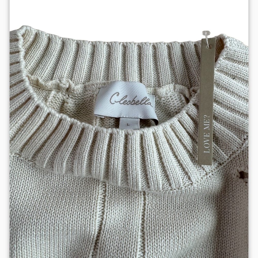 Cleobella Delaney NWT cropped puff sleeve organic cotton sweater size L - Picture 8 of 10